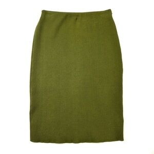Seven Sisters green knit midi skirt Small pull on stretch waist